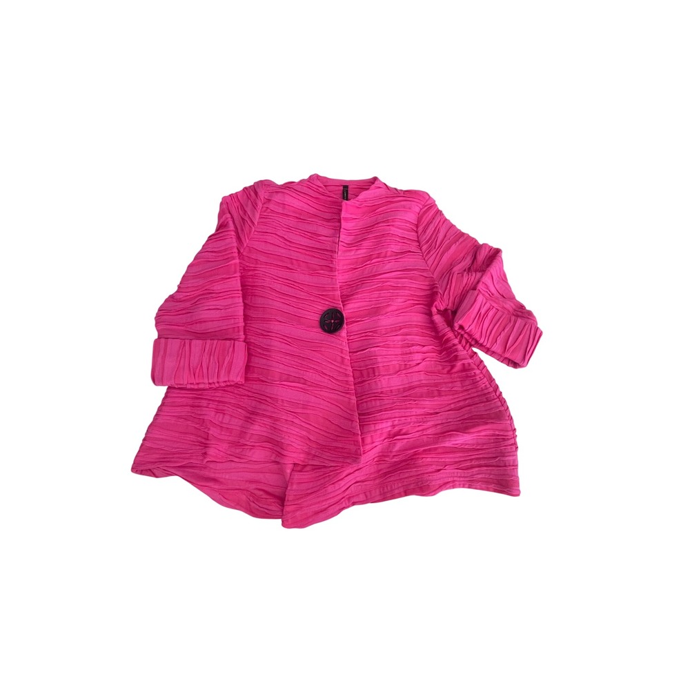 IC by Connie K Pink Textured Pleated Swing Jacket Single Button Size Large